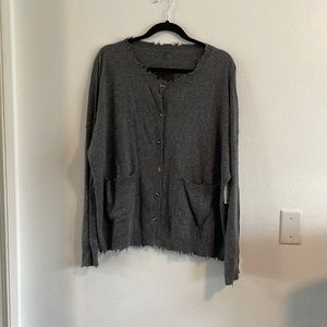 Olivaceous Rough Hem Cardigan